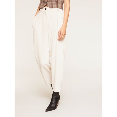 Pantalon large à pinces en velours à côtes teinte unie MOTIVI
