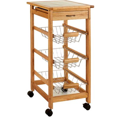 Desserte de Cuisine Rangement Légumes en Bois et Métal WADIGA