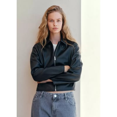 Veste cuir synthétique à fermeture zip MANGO TEEN