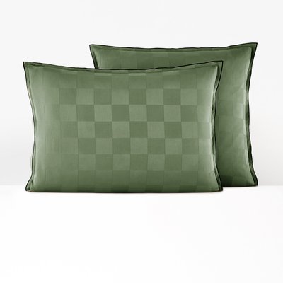 Taie d'oreiller satin de coton lavé, Victor damier LA REDOUTE INTERIEURS