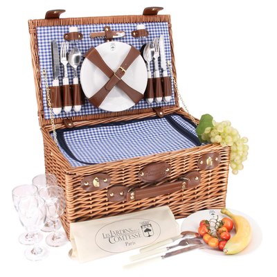 Panier pique-nique en osier Marly 4 pers LES JARDINS DE LA COMTESSE