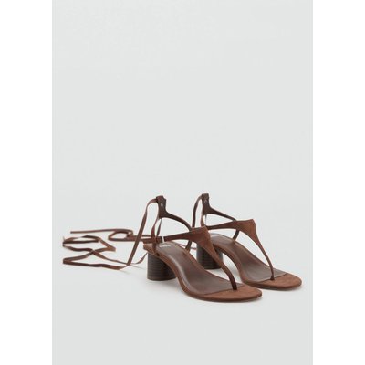Sandales talon cuir et daim MANGO