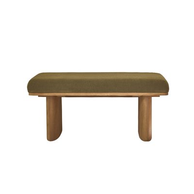 Banc en teck massif et tissu velours côtelé 100 cm  AMBRE BERAH GETAH