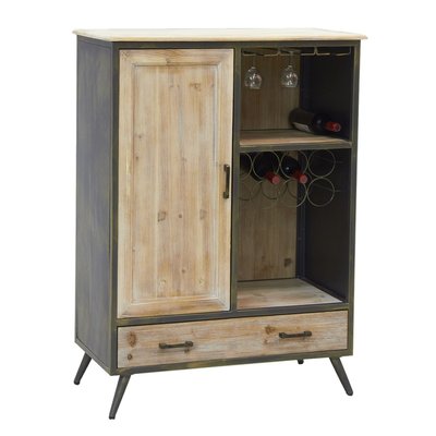 Meuble bar en bois et métal étagères et tiroirs AUBRY GASPARD