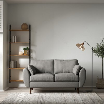 Ada Scandi Soft Brushed 2 Seater Sofa with Dark Wood Legs SO'HOME