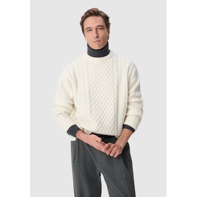 Pull col rond tricot points torsades IKKS