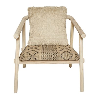 Fauteuil en Teck avec Assise en Tissu Style Ethnique L67 x H66 cm - Danaki SIGNATURE