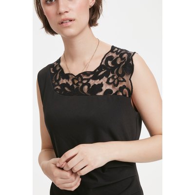 Robe India coupe slim, Sans manches, Col asymétrique en dentelle KAFFE