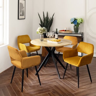 Ensemble de table à manger ronde avec 4 chaises, CLIFTOAKXSET MEUBLES COSY