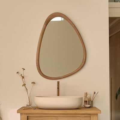 Miroir organique en teck massif 75x60 cm  BELIZE BERAH GETAH