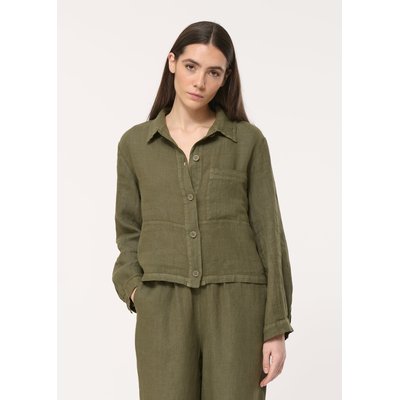 Veste worker kaki en lin manches longues HUMILITY