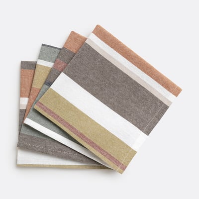 Lot de 4 serviettes de table coton lavé tissé-teint, Antika LA REDOUTE INTERIEURS