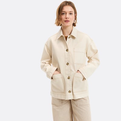 Veste style worker longue, coupe droite en denim LA REDOUTE COLLECTIONS