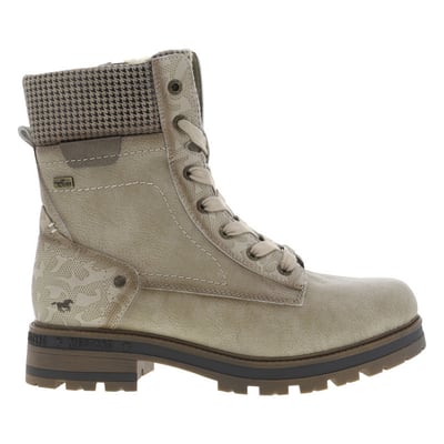 Bottines écrues à talon décroché bas avec des lacets et un zip latéral MUSTANG