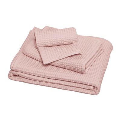 Serviette de toilette en coton bio, ESPRIT NID D'ABEILLE BLANC CERISE