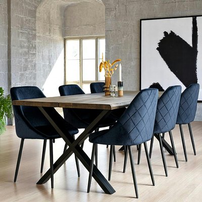 Table à rallonge en bois de chêne fumé avec bordures naturelles 200 cm SAVONE PIER IMPORT