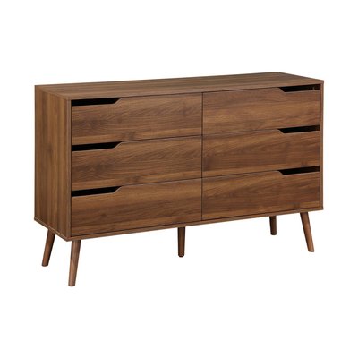 Commode décor bois de noyer 6 tiroirs NEPAL SWEEEK