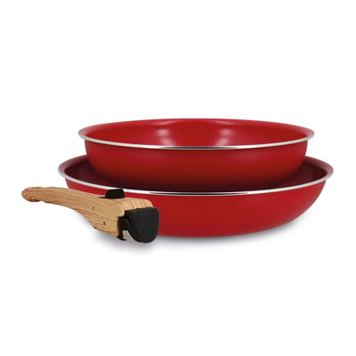 Lot de 2 poêles 22/26 cm en aluminium avec poignée, COLORAMA MENASTYL