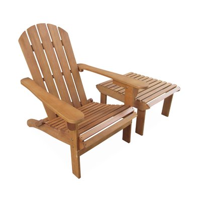 Fauteuil de jardin + table basse/repose pieds bois d'eucalyptus ADIRONDACK SALAMANCA AVEC REPOSE-PIEDS SWEEEK