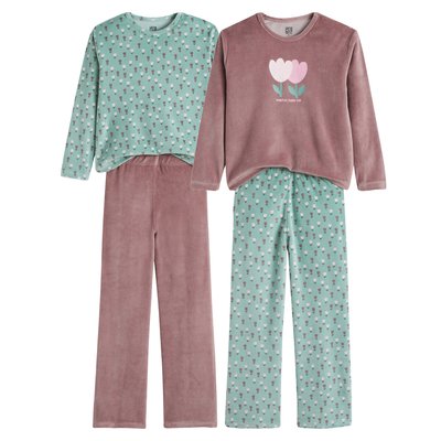 Lot de 2 pyjamas en velours, imprimés fleurs LA REDOUTE COLLECTIONS