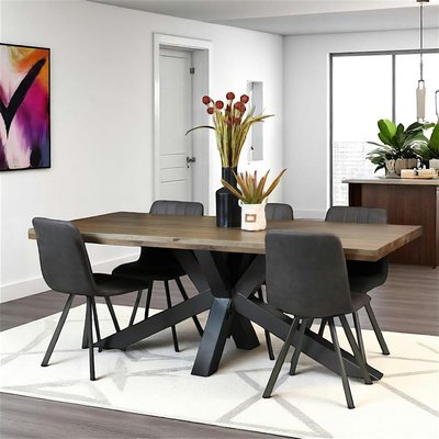 Table de repas 200 cm moderne pied central bois métal HUDSON PIER IMPORT