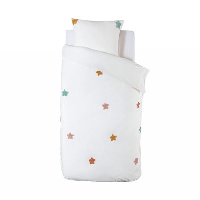 Housse de couette + 1 taie coton lave Petites etoiles EDEN