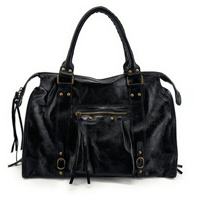 Sac à main noir en cuir brillant italien SANDSTORM GLOSSY OH MY BAG