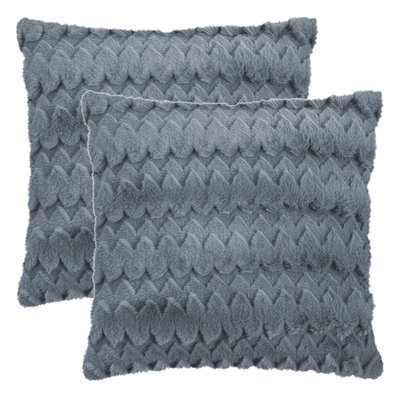 Lot de 2 housses de coussin fausse fourrrure PLUSH MAGMA HEIMTEX