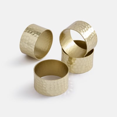 Lot de 4 ronds de serviette, en métal martelé, SARA LA REDOUTE INTERIEURS