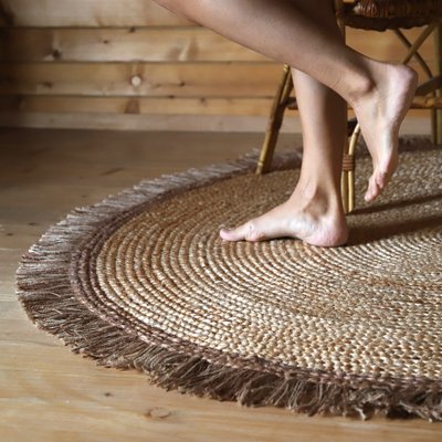 Tapis jute rond avec franges THAR NATTIOT