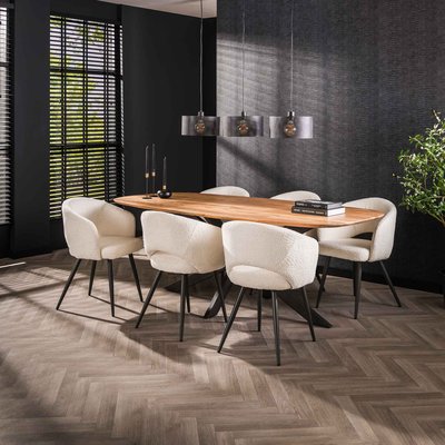 Table à manger en bois massif d'acacia avec bords arrondis 215 cm MELBOURNE PIER IMPORT