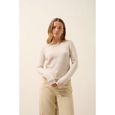 Pull Col Rond Gris Perle Chiné Vivian JUST CASHMERE