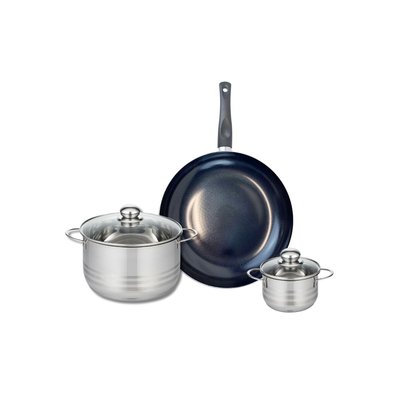 Set de 1 poêle 28 cm et 2 faitouts Prima Brillant ELO