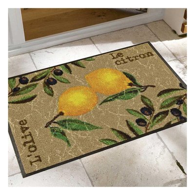 Paillasson tissé motif floral LEMON UN AMOUR DE TAPIS