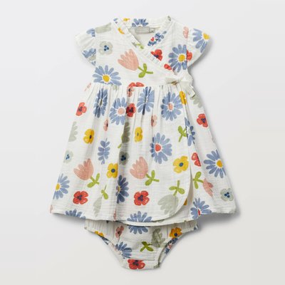 Robe portefeuille avec bloomer imprimés en coton BIO GOTS BOUT'CHOU