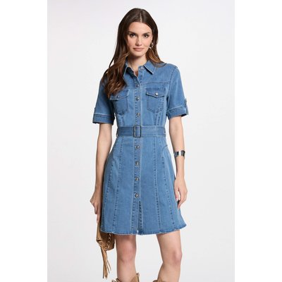 Robe courte patineuse en jean MORGAN