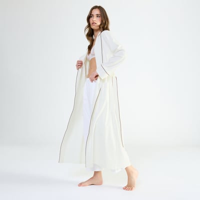 Robe de chambre col châle en coton MYSTÉRIEUSE LAURENCE TAVERNIER