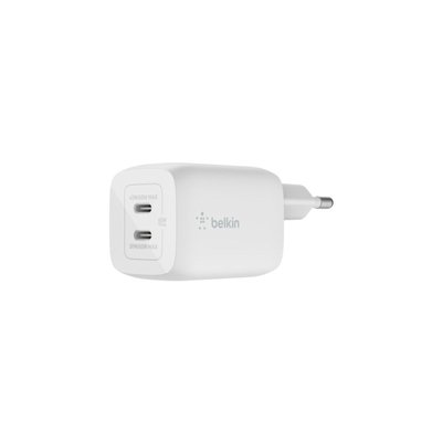 Chargeur secteur USB C x2 65W GaN PPS Blanc BELKIN