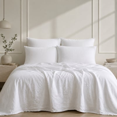 Parure + taies 65x65 lin lavé ADELE Made in Europe FEBRONIE