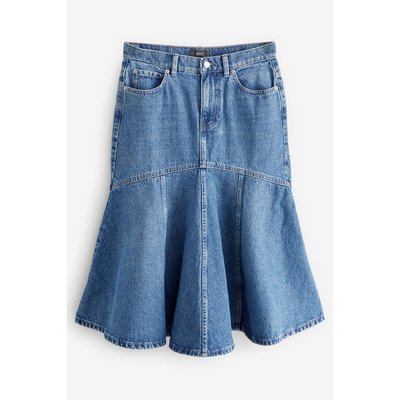 Jupe midi en denim à ourlet plongeant NEXT