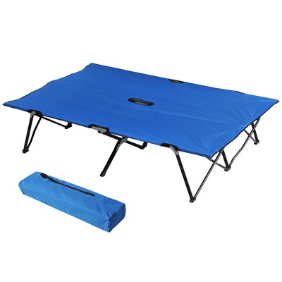 Lit de camp pliable double avec sac de transport Oxford métal OUTSUNNY