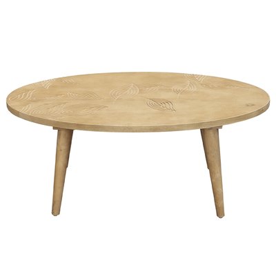 Table basse ovale ethnique bois manguier massif gravé L100 cm KAFFIR MILIBOO