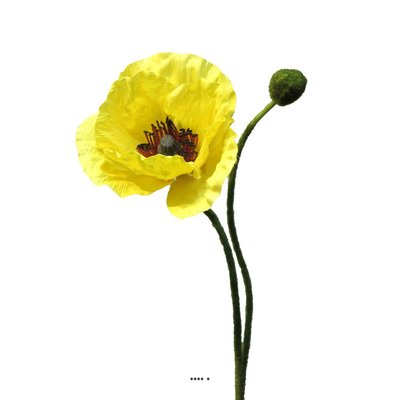 Pavot artificiel H60 cm 1 fleur et 1 bouton ARTIFICIELLES
