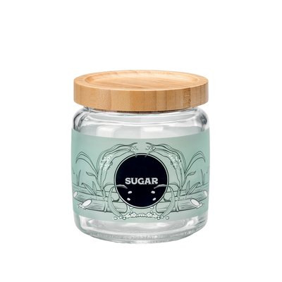 Bocal avec couvercle 0,75 l en bambou décor sucre BORMIOLI