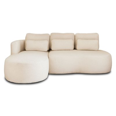 Canapé d'Angle Convertible en Tissu bouclette 4 places - MAHINA LISA DESIGN