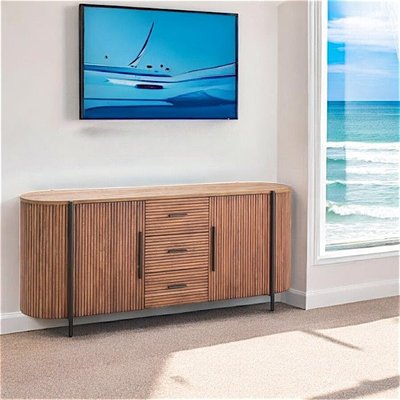 Enfilade 2 portes côtés arrondis bois naturel TRANI PIER IMPORT