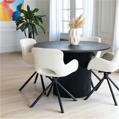 Table à manger ronde effet bois foncé ø120 cm MATERA PIER IMPORT