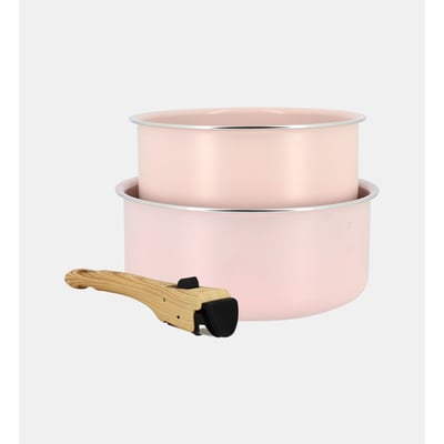 Set 2 casseroles 16/18 cm en aluminium avec poignée, COLORAMA MENASTYL