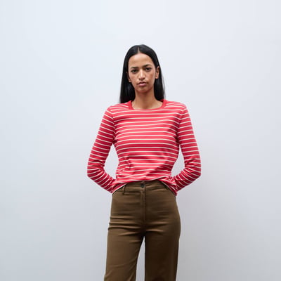 Pantalon large taille haute contenant du coton MONOPRIX