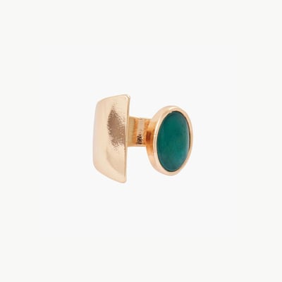 Bague ouverte ovale avec nacre verte BALABOOSTE
